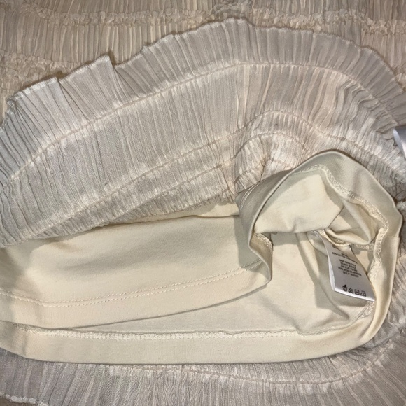 GREY COLLECTIVE Off-White Ruffle Long Sleeve Shirred Chiffon Top Blouse Small - Picture 7 of 11